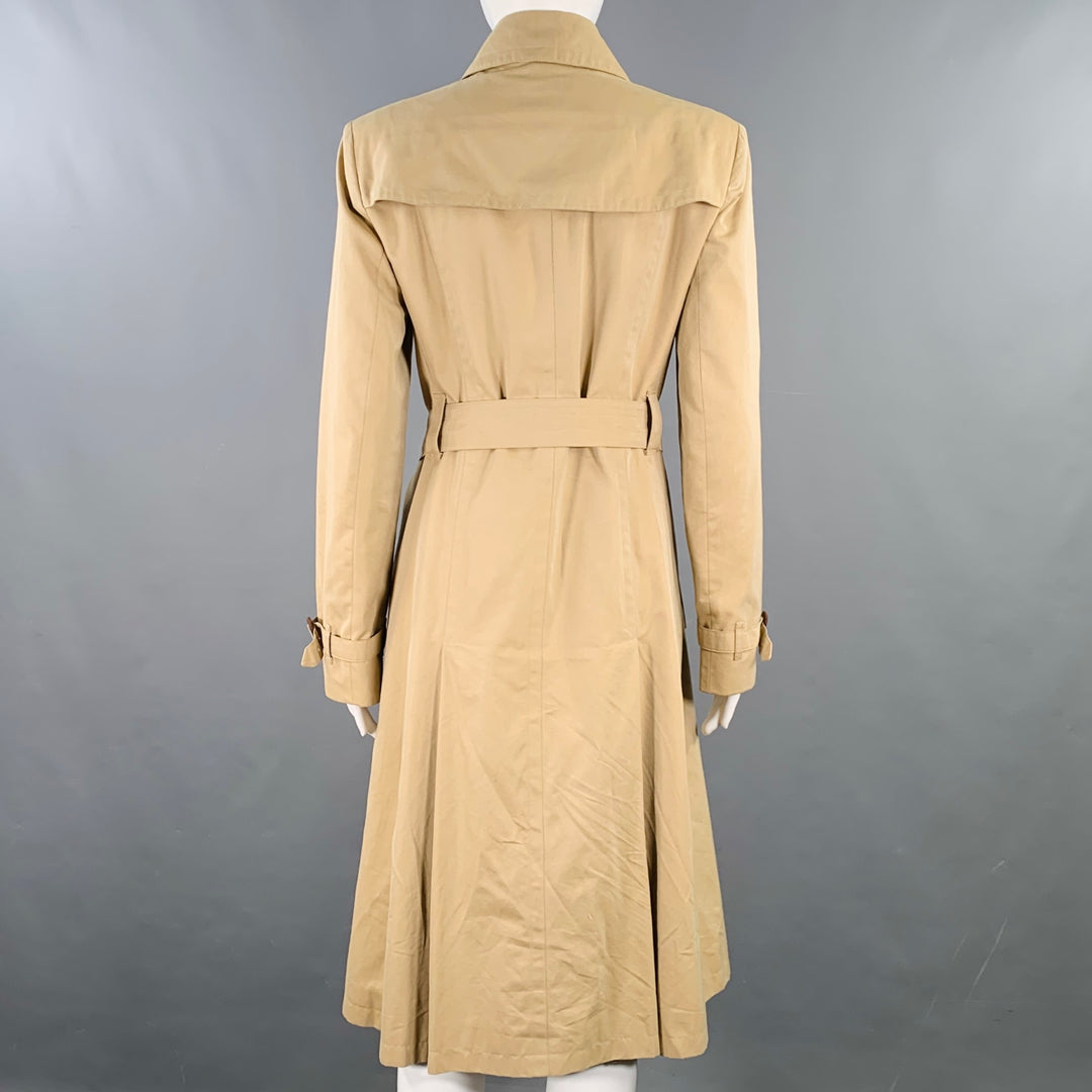 BURBERRY LONDON Size S Beige Cotton Pleated Trench Coat