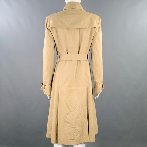 BURBERRY LONDON Size S Beige Cotton Pleated Trench Coat