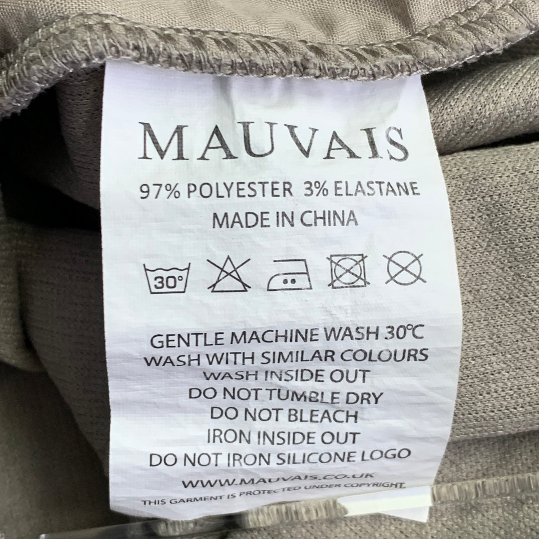 MAUVAIS Size 36 Tan Textured Stripe Polyester Blend Zip Fly Drawstring Shorts