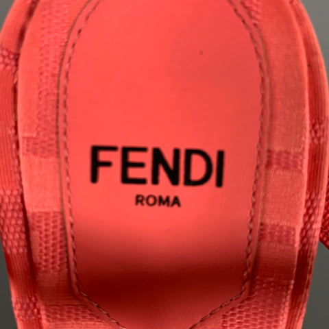 FENDI Size 9 Pink Neon Microfiber Monogram Calfskin Slingback Pumps