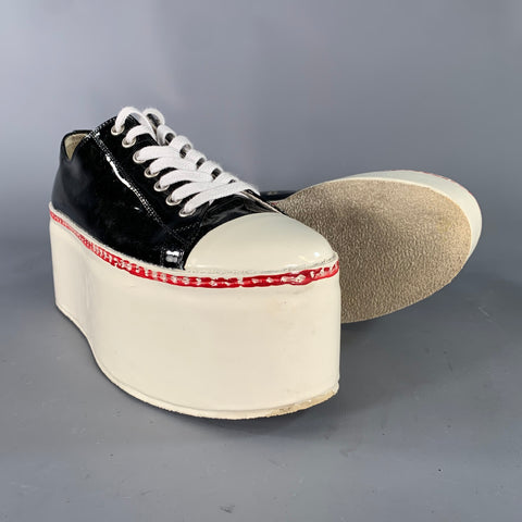 MARNI Size 9 Black White Leather Calf Sneakers