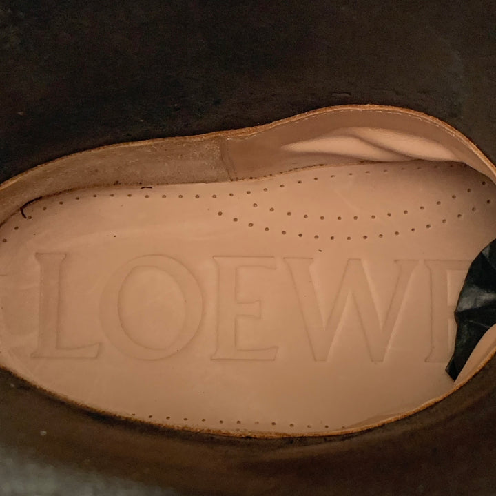 LOEWE Size 9 Campo Black Silver Harness Leather Pull On Boots