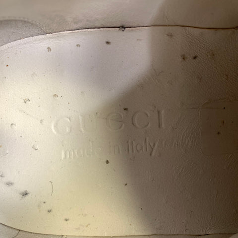 GUCCI Size 11.5 White Leather Lace Up Sneakers
