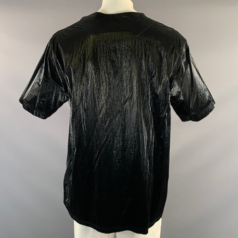 Y-3 Size L Black Metallic Nylon Crew Neck T Shirt