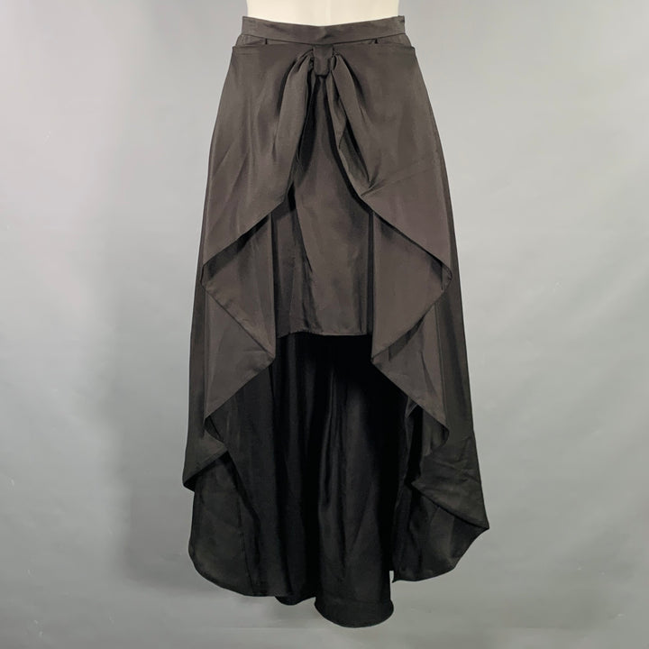 CYNTHIA ROWLEY Size 0 Black Silk Bow Asymmetrical High Low Skirt
