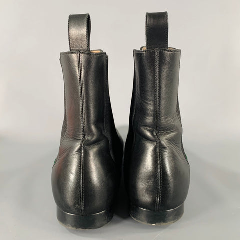 GUCCI Size 12.5 Black Mixed Materials Leather Pull On Boots