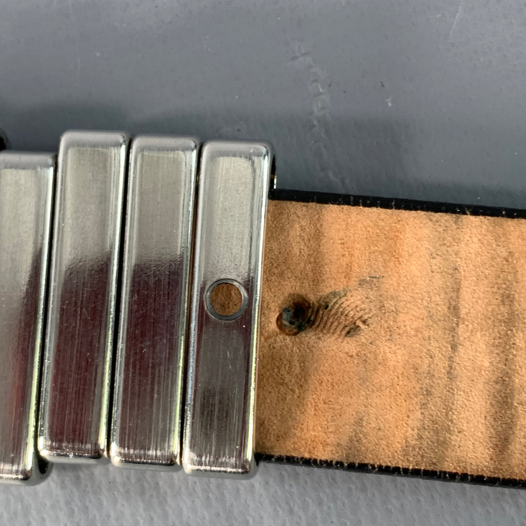 VIKTOR & ROLF Size 34 Silver Black Metal Leather Belt