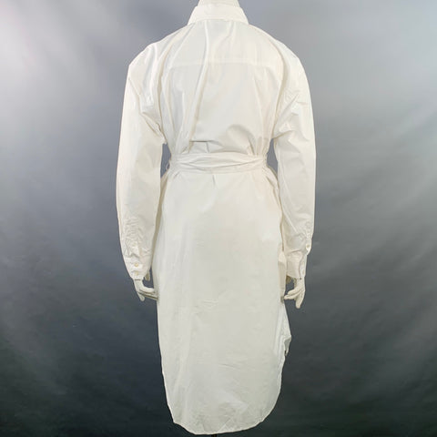 JOIE Size L Daines White Cotton Belted Midi Shirt Dress