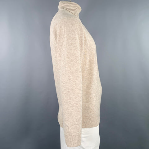 ALAN PAINE Size L Beige Oatmeal Wool Cashmere Turtleneck Sweater
