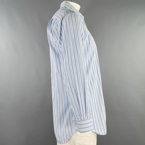 COMME des GARCONS SHIRT Size L Blue White Stripe Cotton Long Sleeve Shirt
