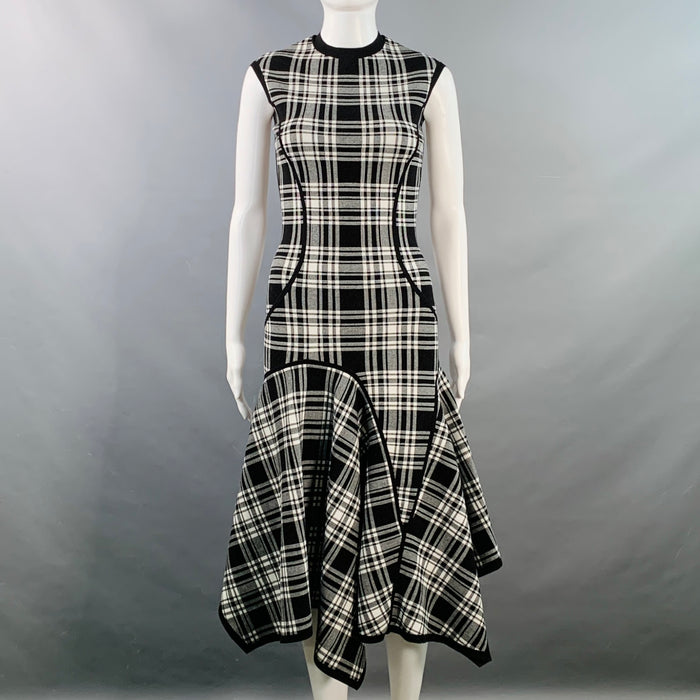 MICHAEL KORS COLLECTION Size XS Black White Viscose Blend Plaid Mermaid Dress