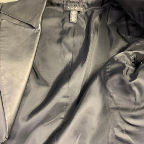 LAUNDRY Size M Black Leather Open Front Jacket Blazer