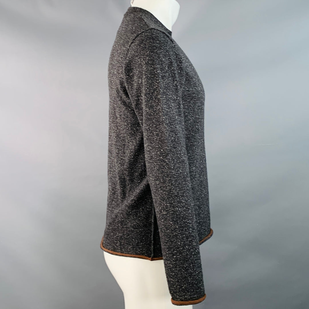 PAUL SMITH Size S Charcoal Grey Black Wool Silk Crew Neck Pullover