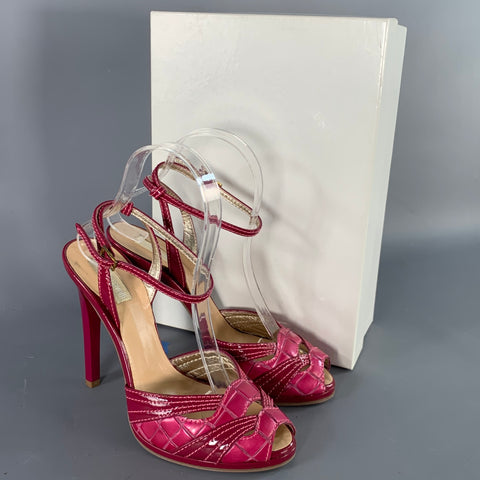 ROBERTO CAVALLI Size 6 Pink Mixed Materials Patent Leather Platform Sandals