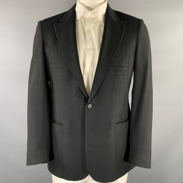 MAISON MARGIELA Size 42 Black Wool Peak Lapel Sport Coat