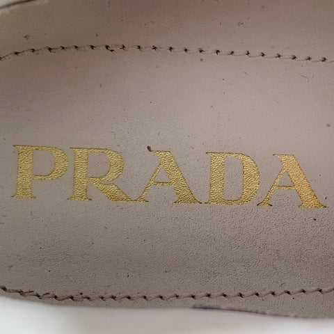 PRADA Size 9.5 White Black Mesh Rubber Hook Loop Sneakers