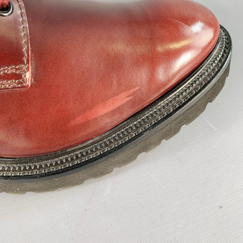 PAUL SMITH Size 8 Burgundy Leather Tread Sole Lace-Up Ankle Boots