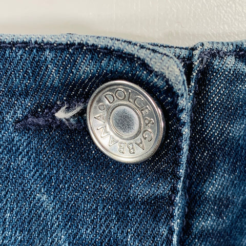 DOLCE & GABBANA Size 6 Blue Cotton Blend Bell Bottom Jeans