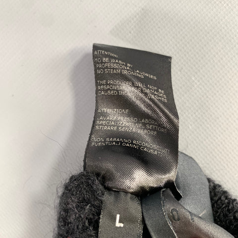 ISABEL BENENATO Black Knit Leather Gloves
