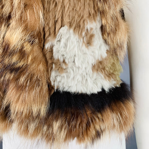 ELIZABETH and JAMES Size M/L Brown Mixed Furs Hook Eye Vest