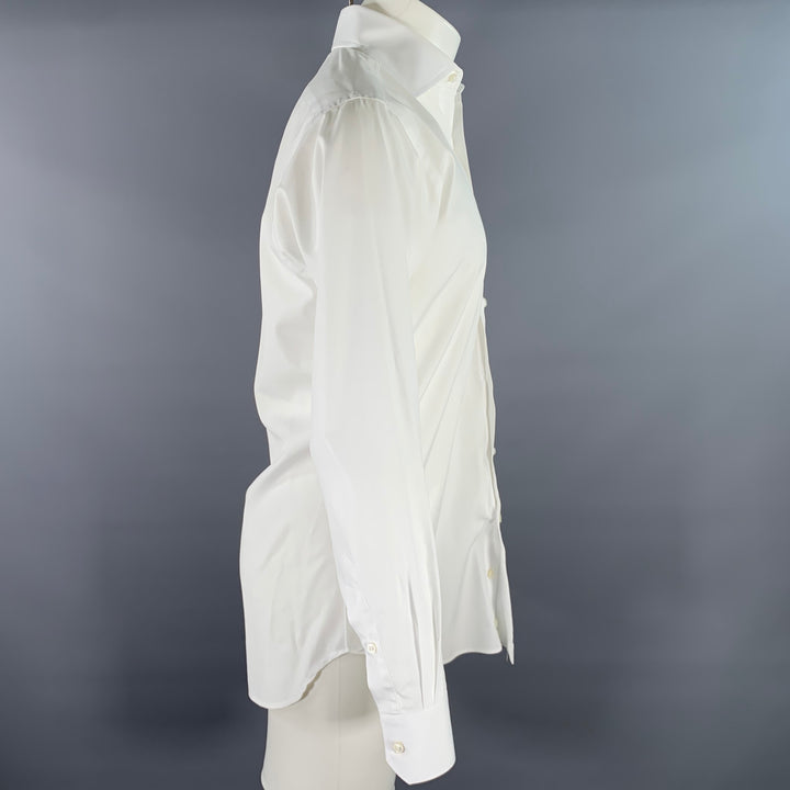 HAMILTON Size S White Cotton Spread Collar Long Sleeve Shirt