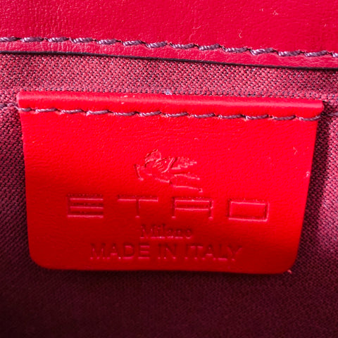 ETRO FW19 Pegaso Oxblood Brown Paisley Leather Trim Handbag