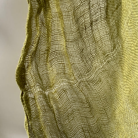 PAS de CALAIS Green Woven Linen Fringe Scarf