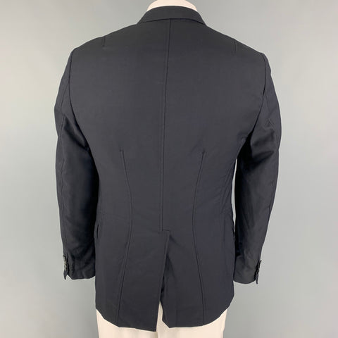 LANVIN Taille 42 Manteau de sport à revers cranté en Cupro bleu marine