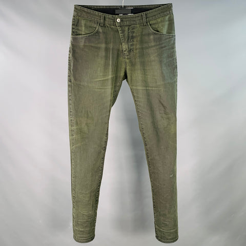 VERSUCHSKIND Size 33 Green Grey Cotton Blend Straight Zip Fly Jeans