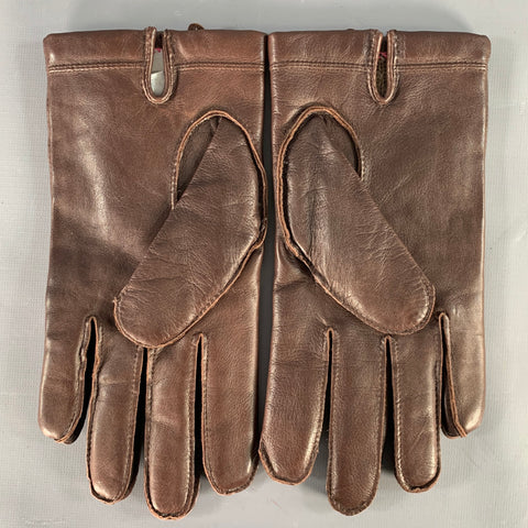 Gants VINTAGE Taille M en cuir marron doublés cachemire