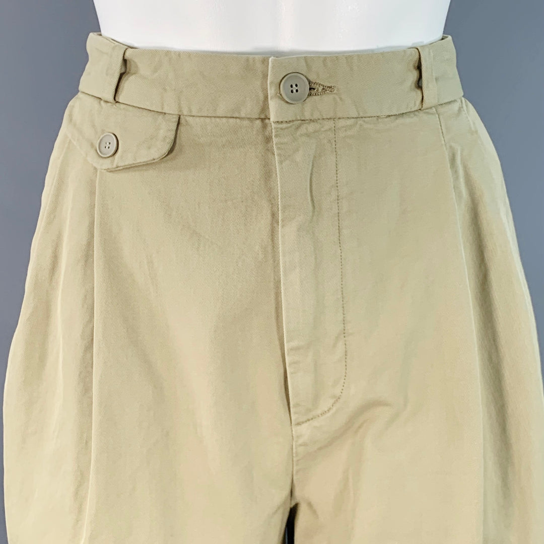 AGOLDE Size 26 Becker Chino Green Olive Cotton Twill Pleated Baggy Tapered Jeans