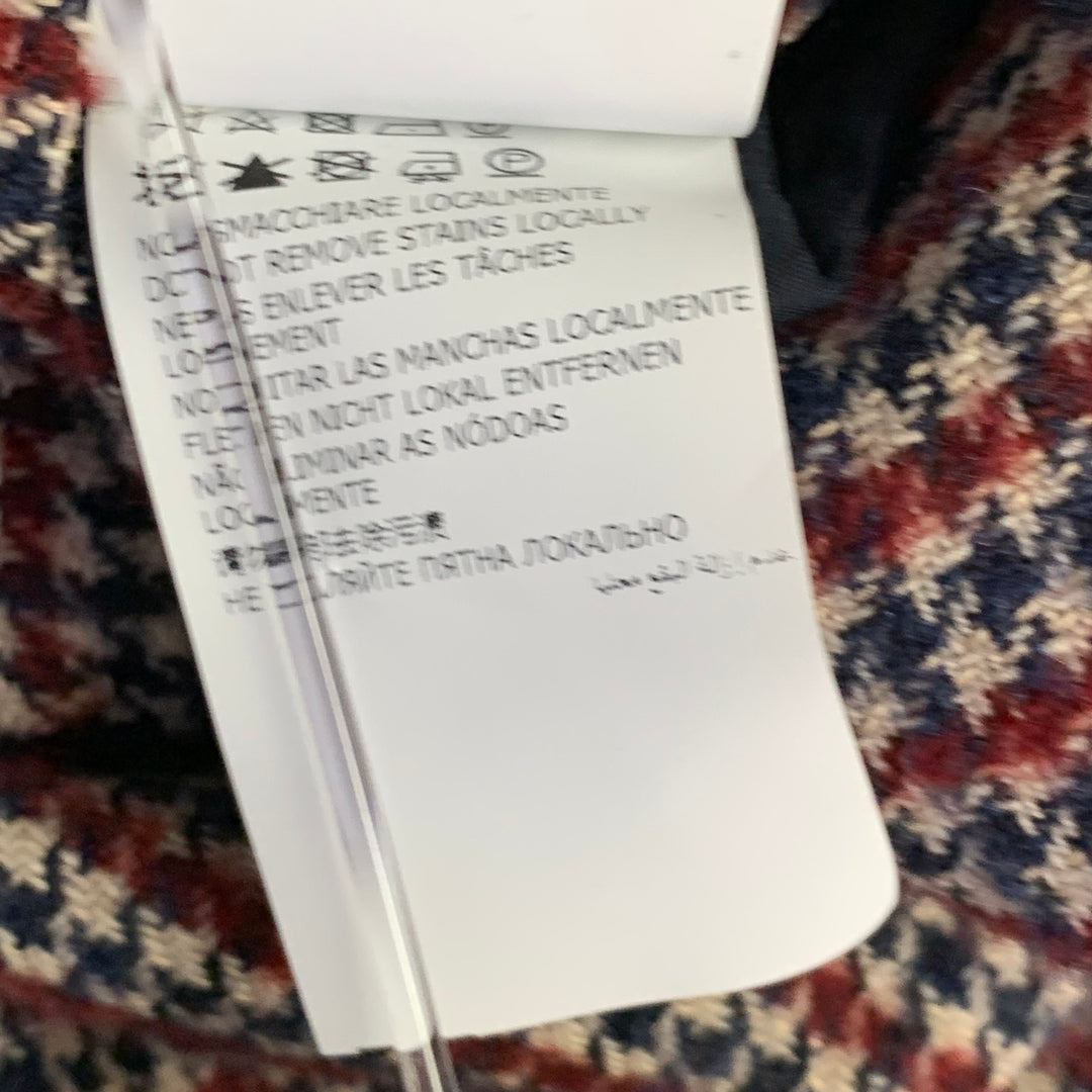 MONTEDORO Size 40 Beige Navy Burgundy Houndstooth Sport Coat