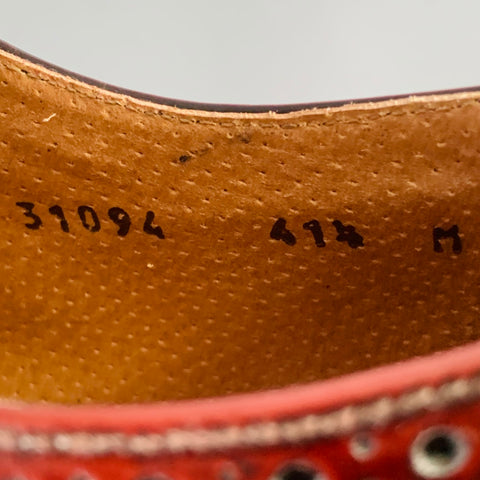 DOUCAL'S Size 8.5 Burgundy Perforated Leather Wingtip Lace-Up Shoes