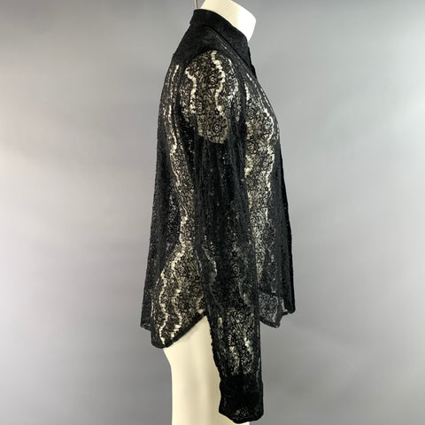 COMME des GARCONS BLACK Size M Black  Lace Button Up Shirt