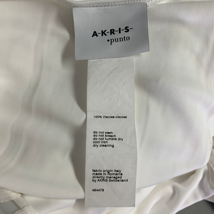 AKRIS Size 16 White Viscose Blend Polka Dot Dress