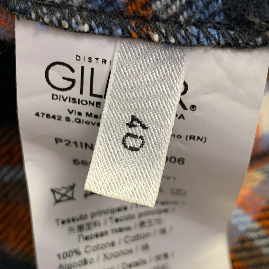 N°21 Size 4 Orange Black White Cotton Plaid Asymmetrical Ruched Maxi Dress