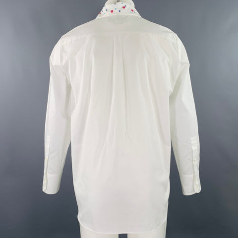 MARNI Size XS White Sequined Cotton Oversized Long Sleeve Shirt