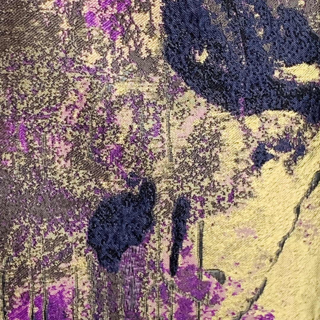VERSACE Size 44 Black Gold Purple Abstract Silk Blend Shawl Collar Sport Coat