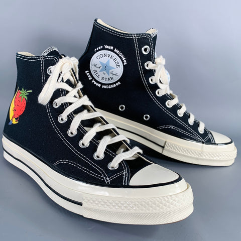 SKY HIGH FARM Size 8.5 Black Multi-Color Cartoon Canvas High Top Sneakers