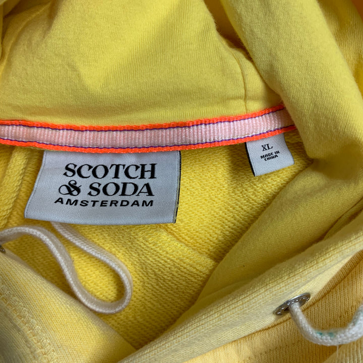 SCOTCH AND SODA Size XL Yellow Multi Color Palms Cotton Hoodie Sweatshirt