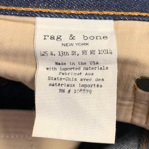 RAG & BONE Size 30 Navy Contrast Stitch Cotton Straight Selvedge Jeans