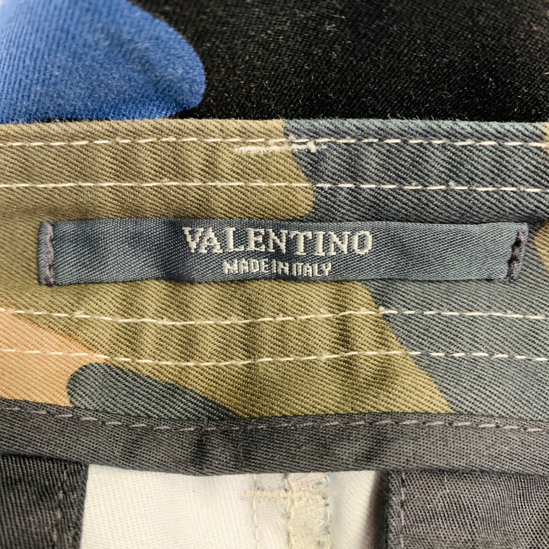 VALENTINO Size 30 Blue Black Camouflage Cotton Cargo Pockets Casual Pants
