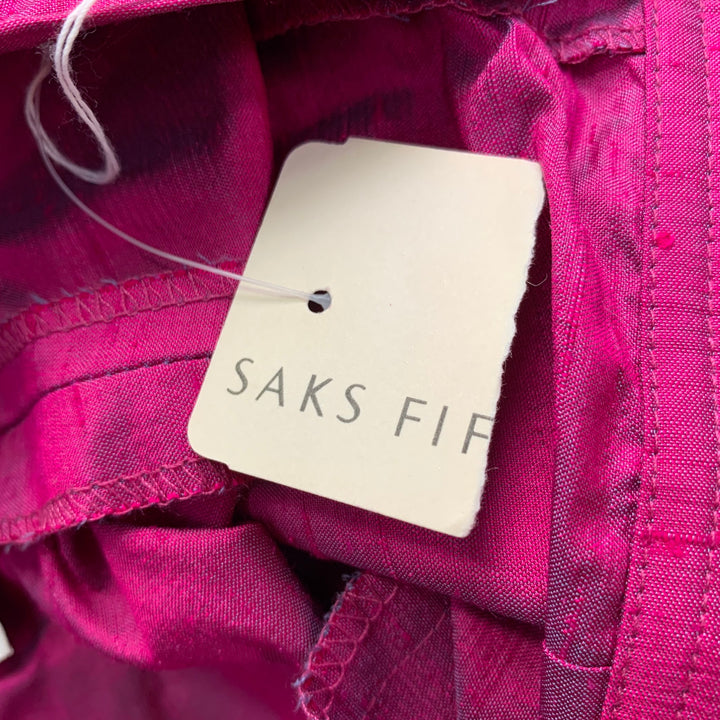 SAKS FIFTH AVENUE Size 12 Pink Fuchsia Silk Shantung Dress Pants