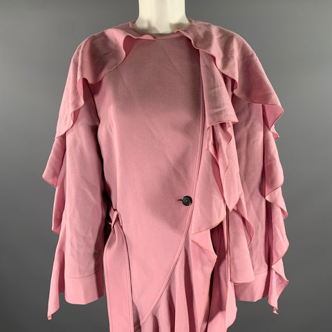 TOM FORD Size S Pink Mauve Crepe Ruffled Trench Coat