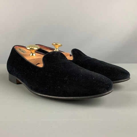 RALPH LAUREN Size 9 Black Textured Velvet Slip On Loafers