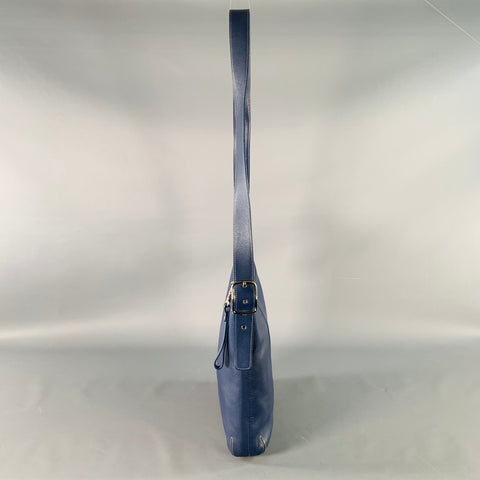 COACH Vintage Blue Contrast Stitch Leather Crossbody Handbag