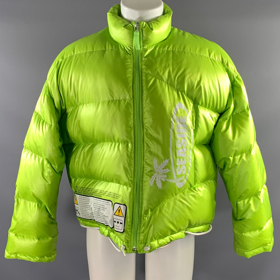DOUBLET Size M Green White Neon Polyester Puffer Jacket