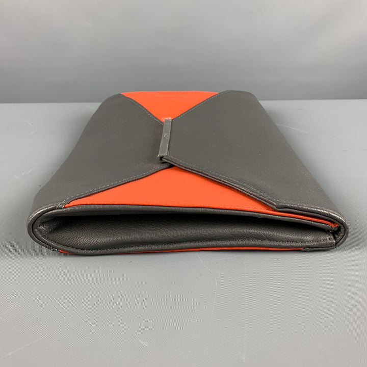 R+J Grey Orange Color Block Clutch Handbag