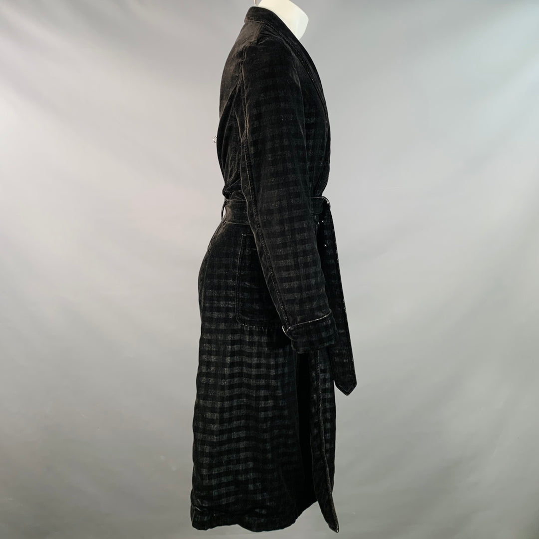COMME des GARCONS HOMME PLUS Size S Black Black Checkered Polyester Shawl Lapel Robe