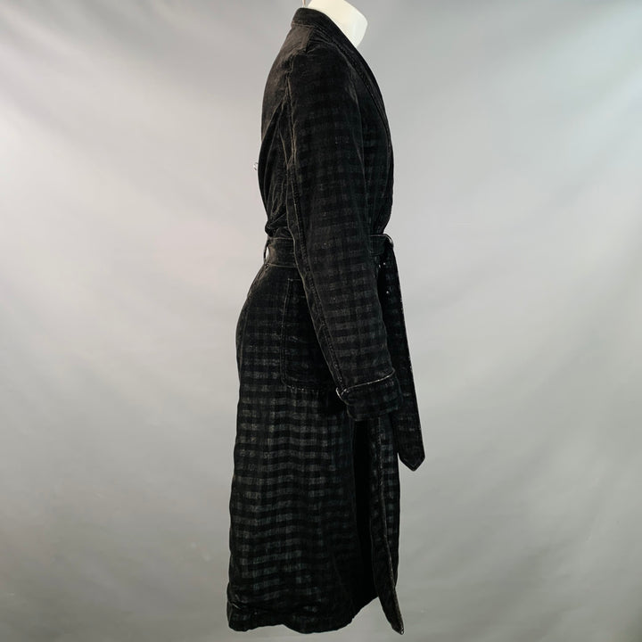 COMME des GARCONS HOMME PLUS Size S Black Black Checkered Polyester Shawl Lapel Robe